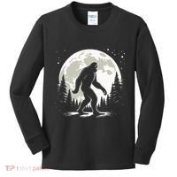 Bigfoot Sasquatch Full Moon Forest Graphic Funny Big Foot Kids Long Sleeve Shirt thumb 0