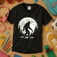 Bigfoot Sasquatch Full Moon Forest Graphic Funny Big Foot Kids T-Shirt thumb 3