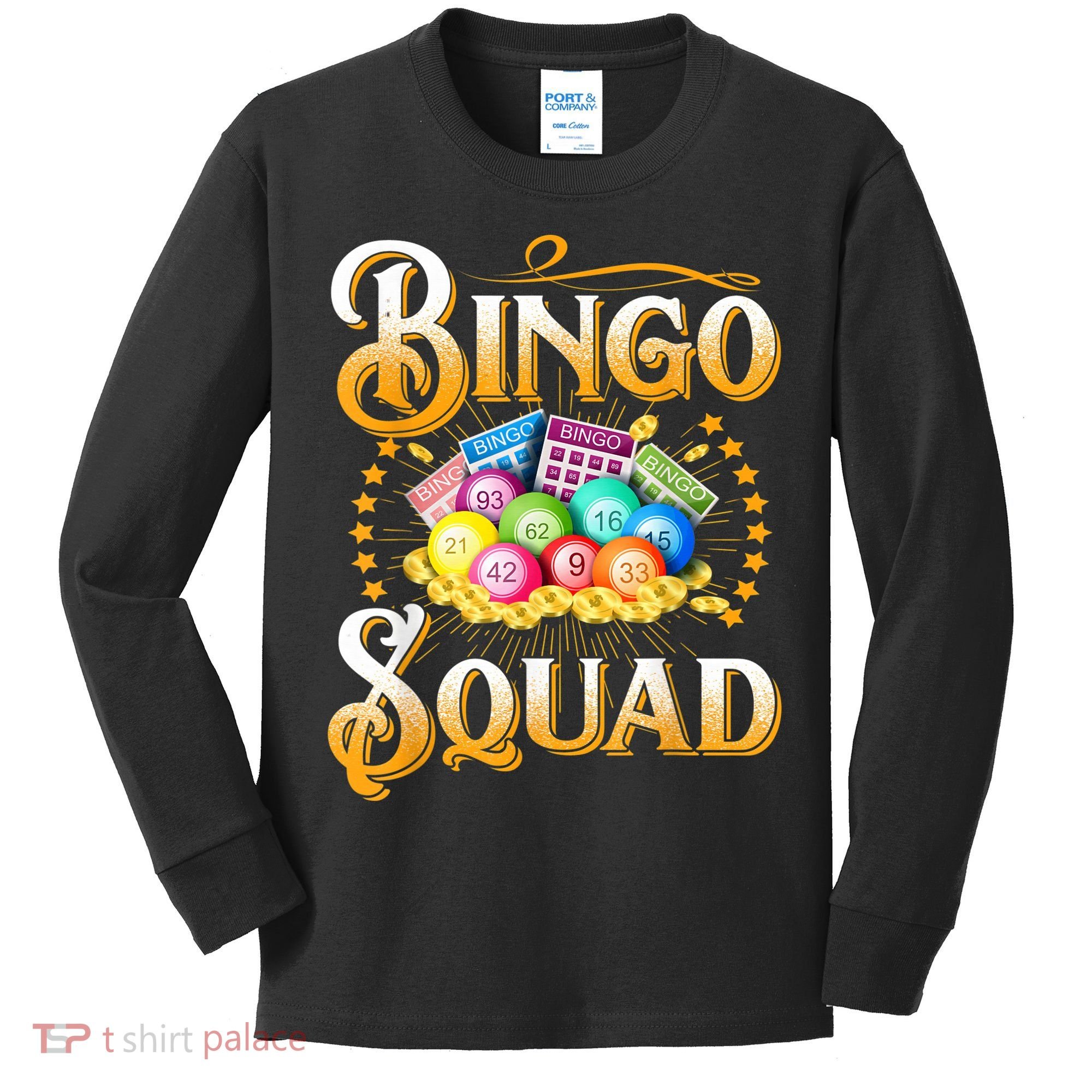Bingo Squad Funny Gift For Bingo Player Grandma Kids Long Sleeve Shirt