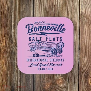 Bonneville Salt Flats Utah Speedway Distressed Design Coaster