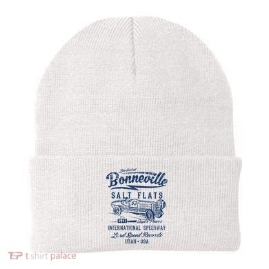 Bonneville Salt Flats Utah Speedway Distressed Design Beanie