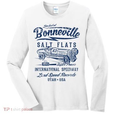 Bonneville Salt Flats Utah Speedway Distressed Design Women's Long Sleeve Shirt