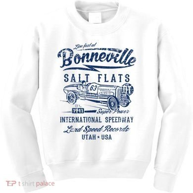Bonneville Salt Flats Utah Speedway Distressed Design Kids Sweatshirt