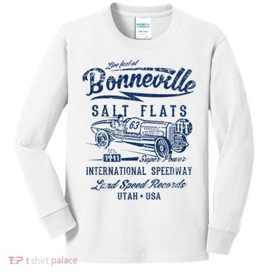 Bonneville Salt Flats Utah Speedway Distressed Design Kids Long Sleeve Shirt