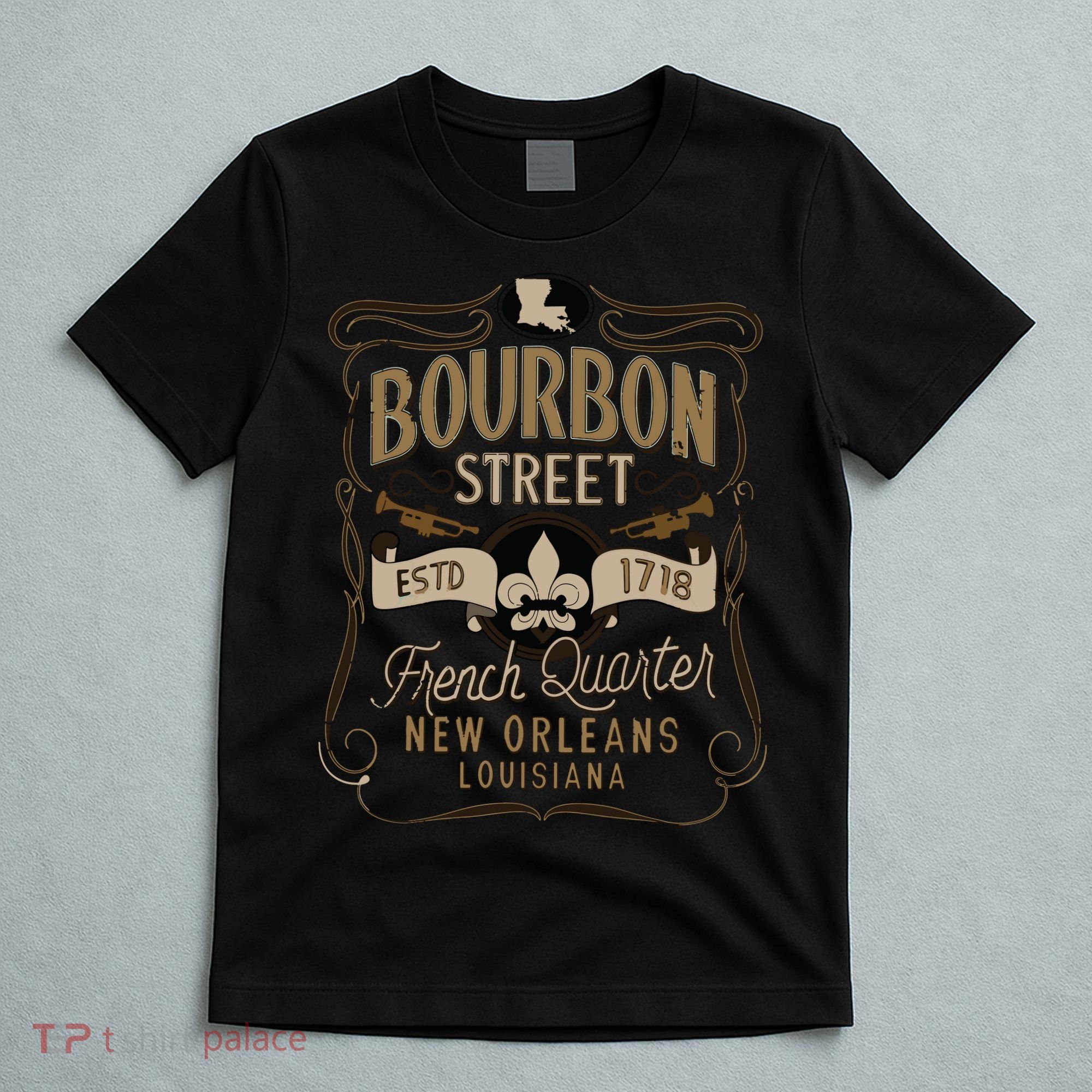 Bourbon Street French Quarter New Orleans Vintage Souvenir T-Shirt