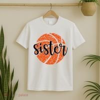 Basketball Sister Girl Distressed Sports Fan T-Shirt thumb 2
