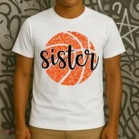 Basketball Sister Girl Distressed Sports Fan T-Shirt thumb 3