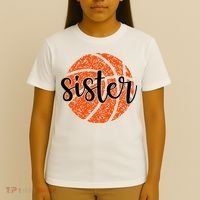 Basketball Sister Girl Distressed Sports Fan T-Shirt thumb 4