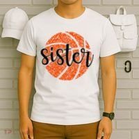 Basketball Sister Girl Distressed Sports Fan T-Shirt thumb 6