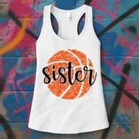 Basketball Sister Girl Distressed Sports Fan Women's Tank Top thumb 3