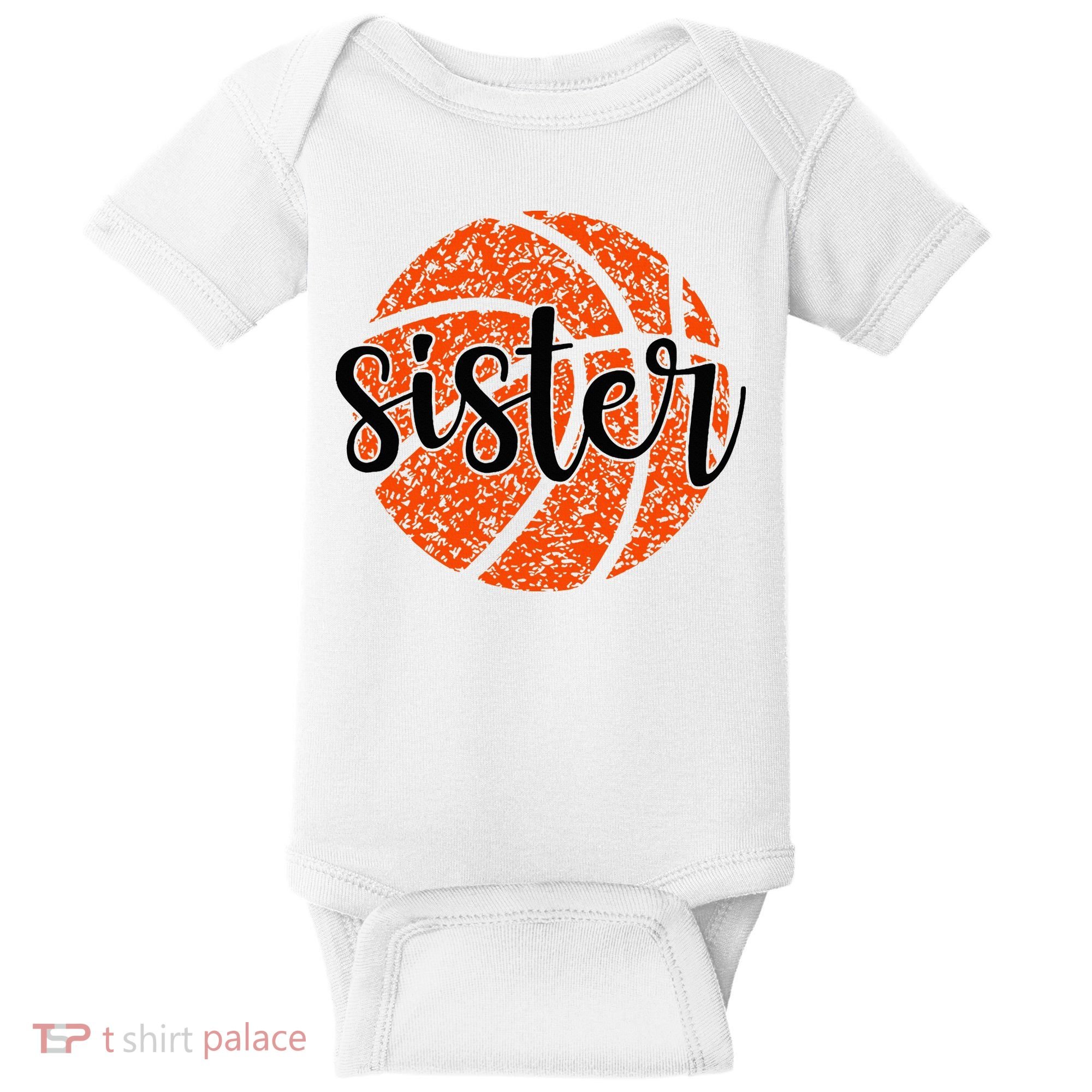 Basketball Sister Girl Distressed Sports Fan Baby Bodysuit