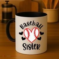 Baseball Sister Game Day Sport Heart Coffee Mug thumb 4