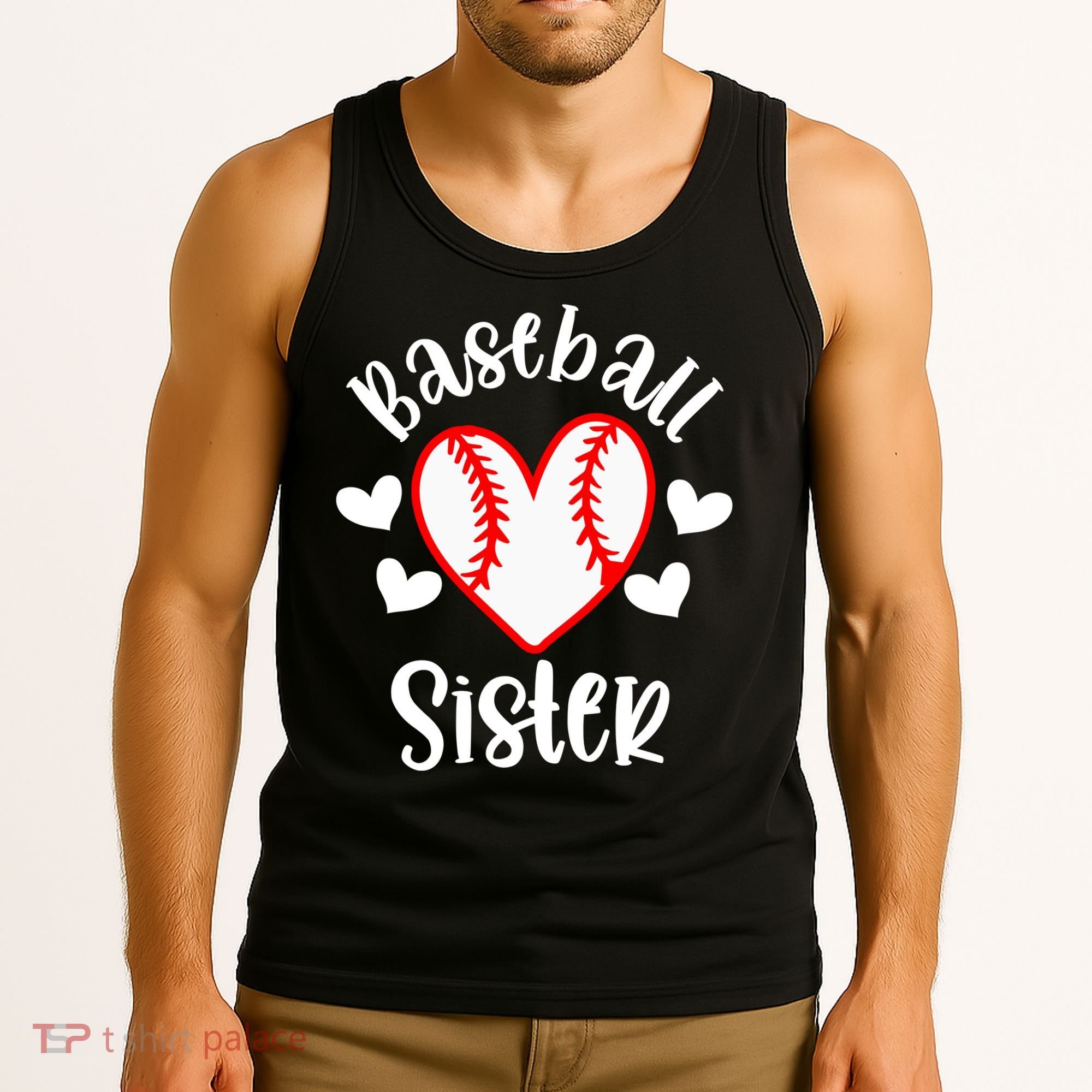 Baseball Sister Game Day Sport Heart Tank Top