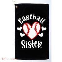 Baseball Sister Game Day Sport Heart Golf Towel thumb 0