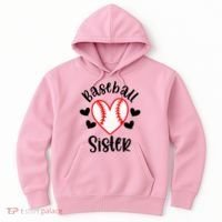 Baseball Sister Game Day Sport Heart Hoodie thumb 0