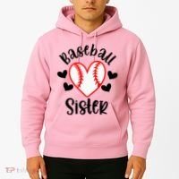 Baseball Sister Game Day Sport Heart Hoodie thumb 2
