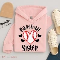 Baseball Sister Game Day Sport Heart Hoodie thumb 4