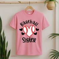 Baseball Sister Game Day Sport Heart T-Shirt thumb 2