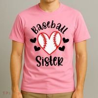 Baseball Sister Game Day Sport Heart T-Shirt thumb 3