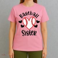 Baseball Sister Game Day Sport Heart T-Shirt thumb 4