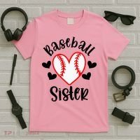 Baseball Sister Game Day Sport Heart T-Shirt thumb 5