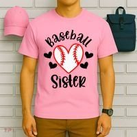 Baseball Sister Game Day Sport Heart T-Shirt thumb 6