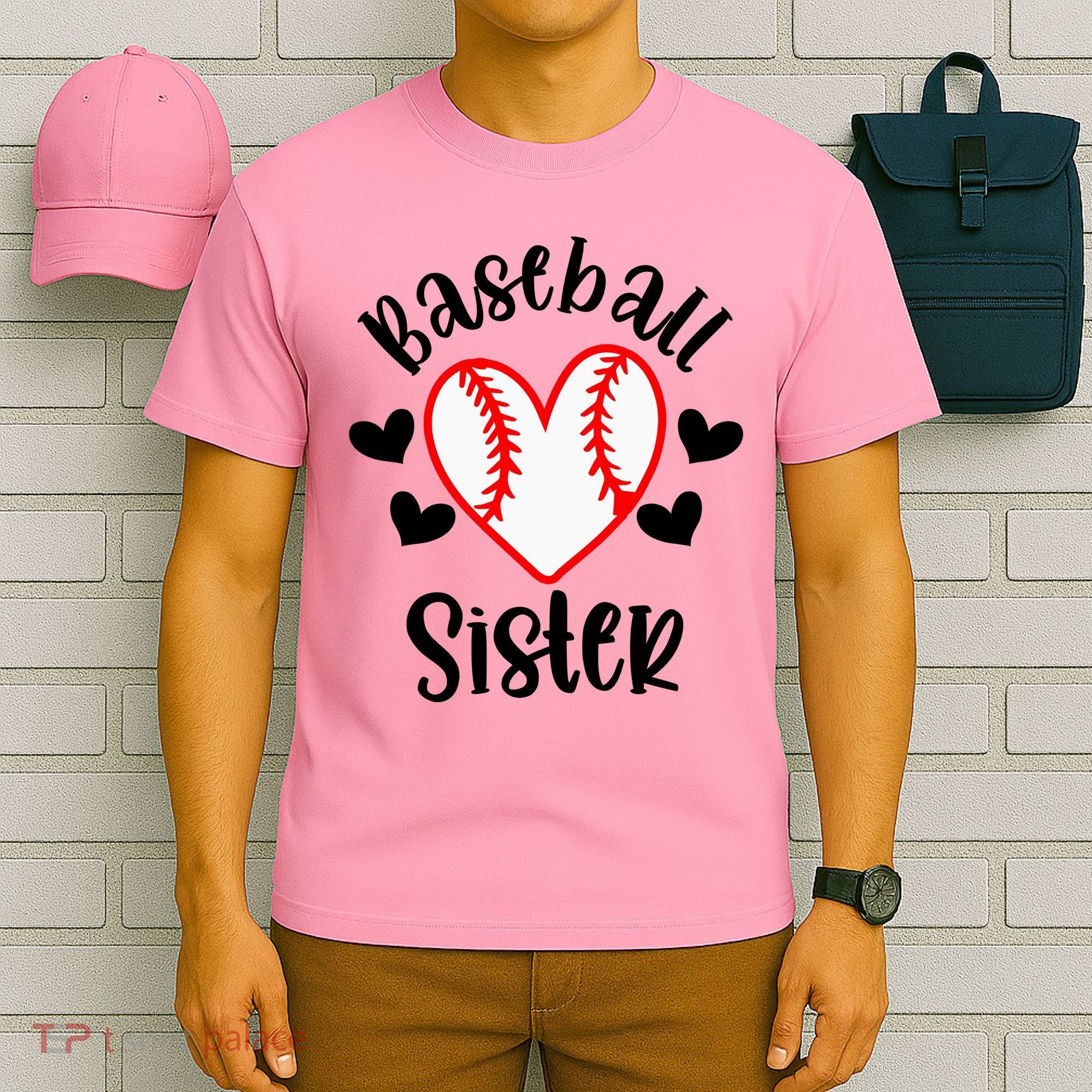 Baseball Sister Game Day Sport Heart T-Shirt