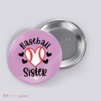 Baseball Sister Game Day Sport Heart Button thumb 0