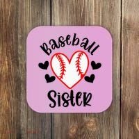 Baseball Sister Game Day Sport Heart Coaster thumb 0