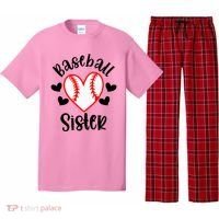 Baseball Sister Game Day Sport Heart Pajama Set thumb 0