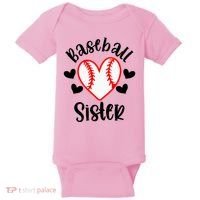 Baseball Sister Game Day Sport Heart Baby Bodysuit thumb 0