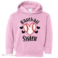 Baseball Sister Game Day Sport Heart Toddler Hoodie thumb 0
