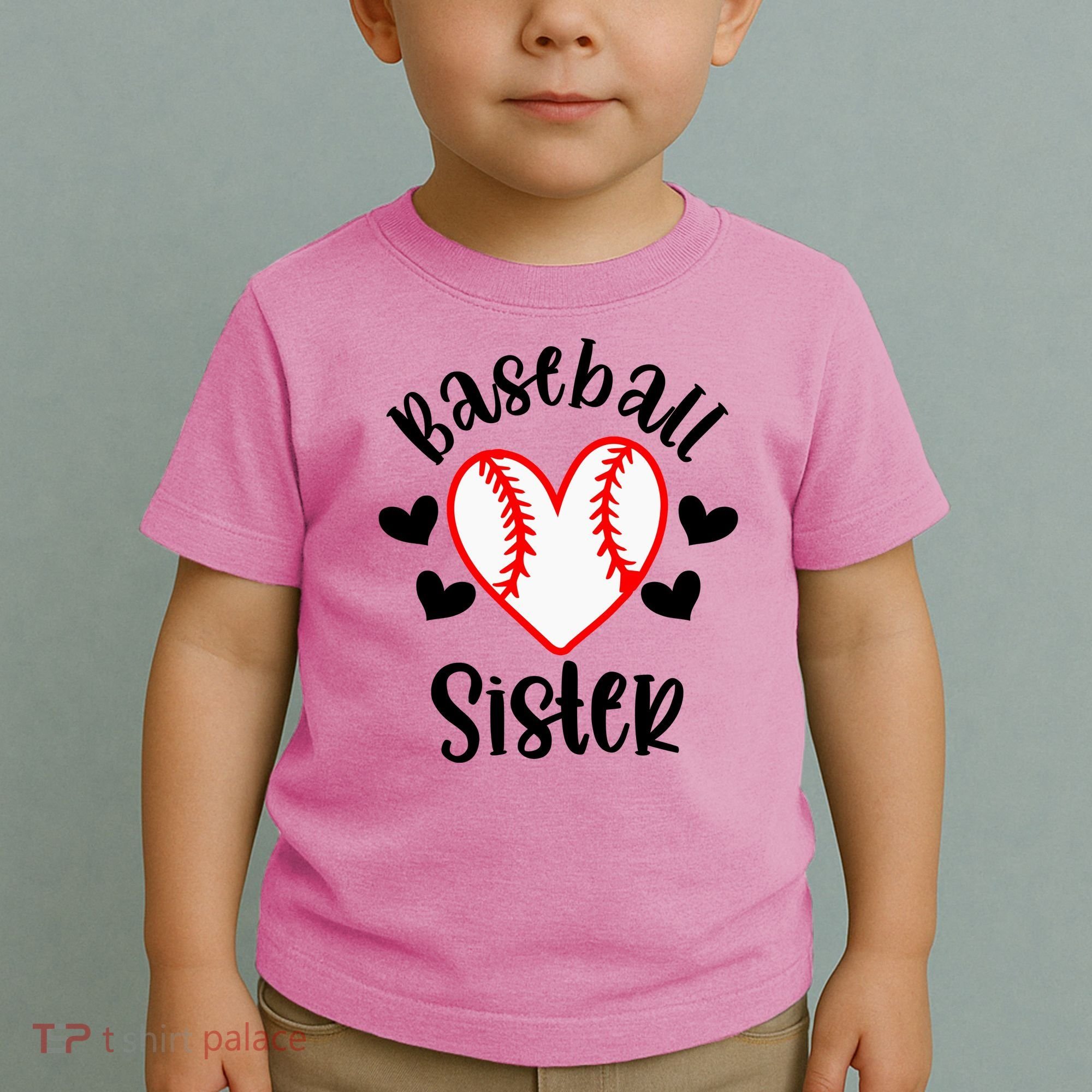 Baseball Sister Game Day Sport Heart Toddler T-Shirt