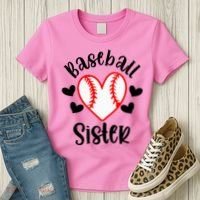Baseball Sister Game Day Sport Heart Women's T-Shirt thumb 3