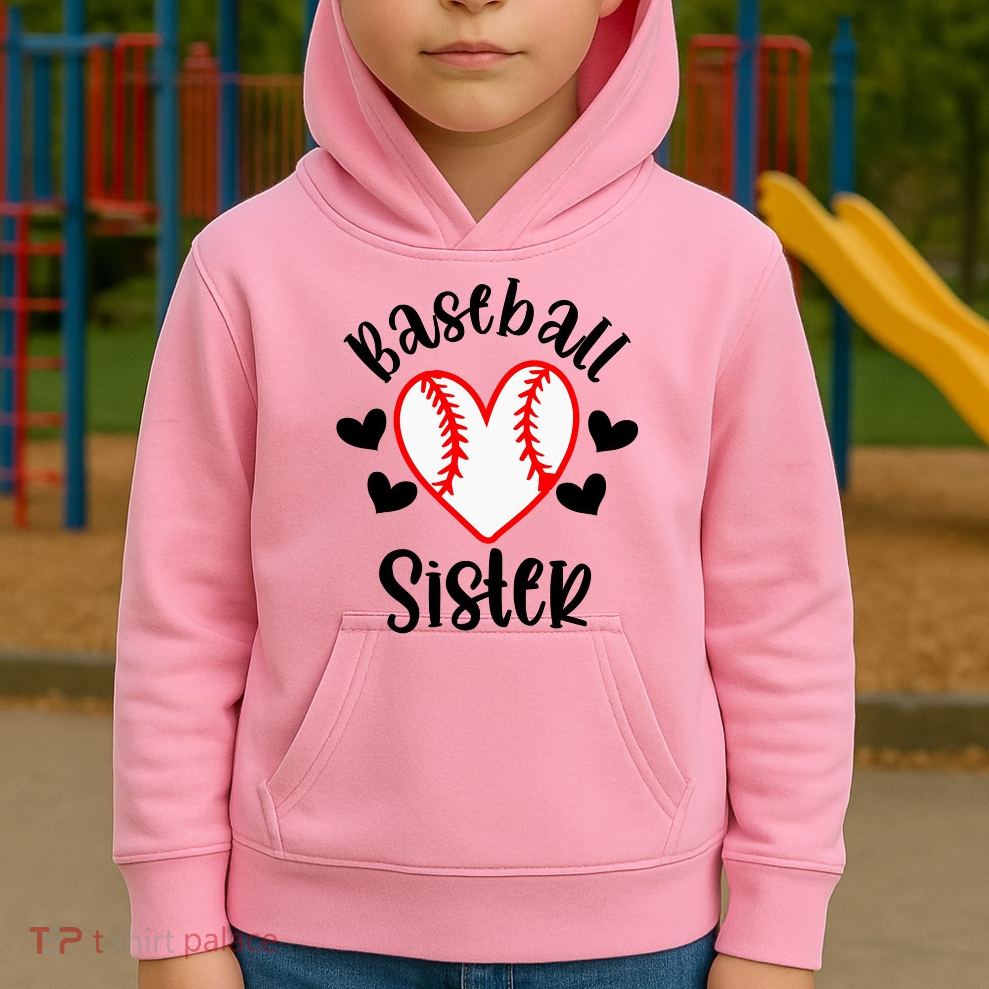Baseball Sister Game Day Sport Heart Kids Hoodie