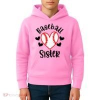 Baseball Sister Game Day Sport Heart Kids Hoodie thumb 4