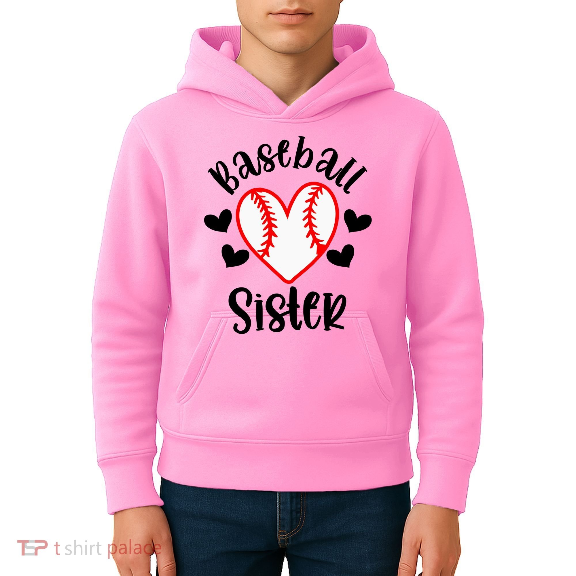 Baseball Sister Game Day Sport Heart Kids Hoodie