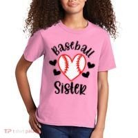 Baseball Sister Game Day Sport Heart Kids T-Shirt thumb 2
