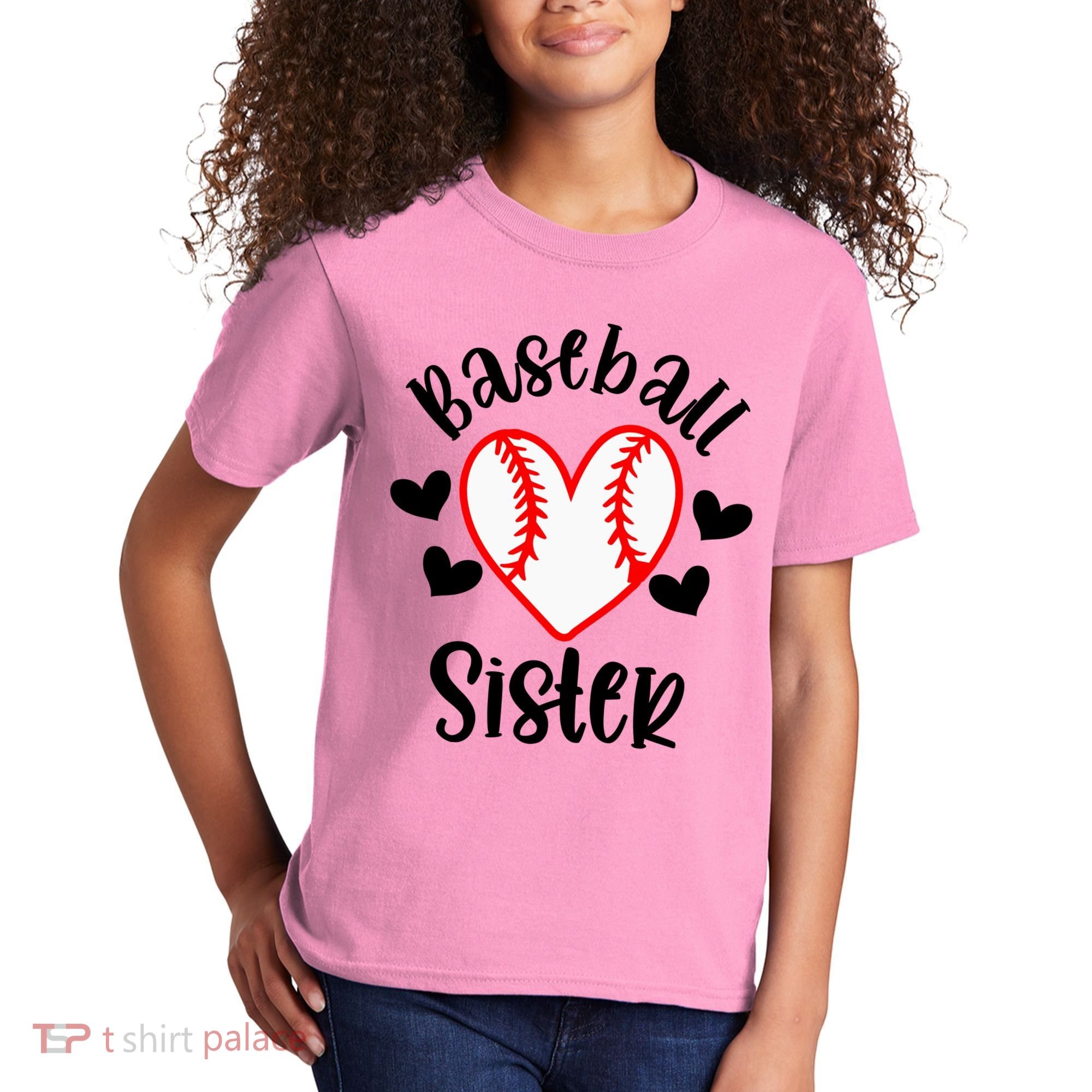 Baseball Sister Game Day Sport Heart Kids T-Shirt