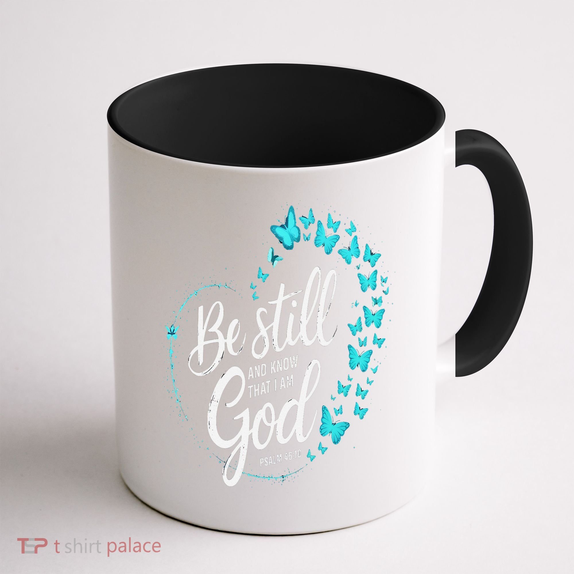 Be Still God Butterfly Heart Christian Apparel Coffee Mug