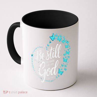 Be Still God Butterfly Heart Christian Apparel Coffee Mug
