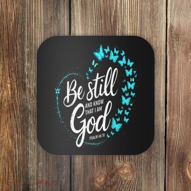 Be Still God Butterfly Heart Christian Apparel Coaster