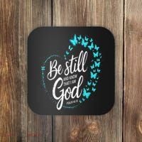 Be Still God Butterfly Heart Christian Apparel Coaster thumb 0
