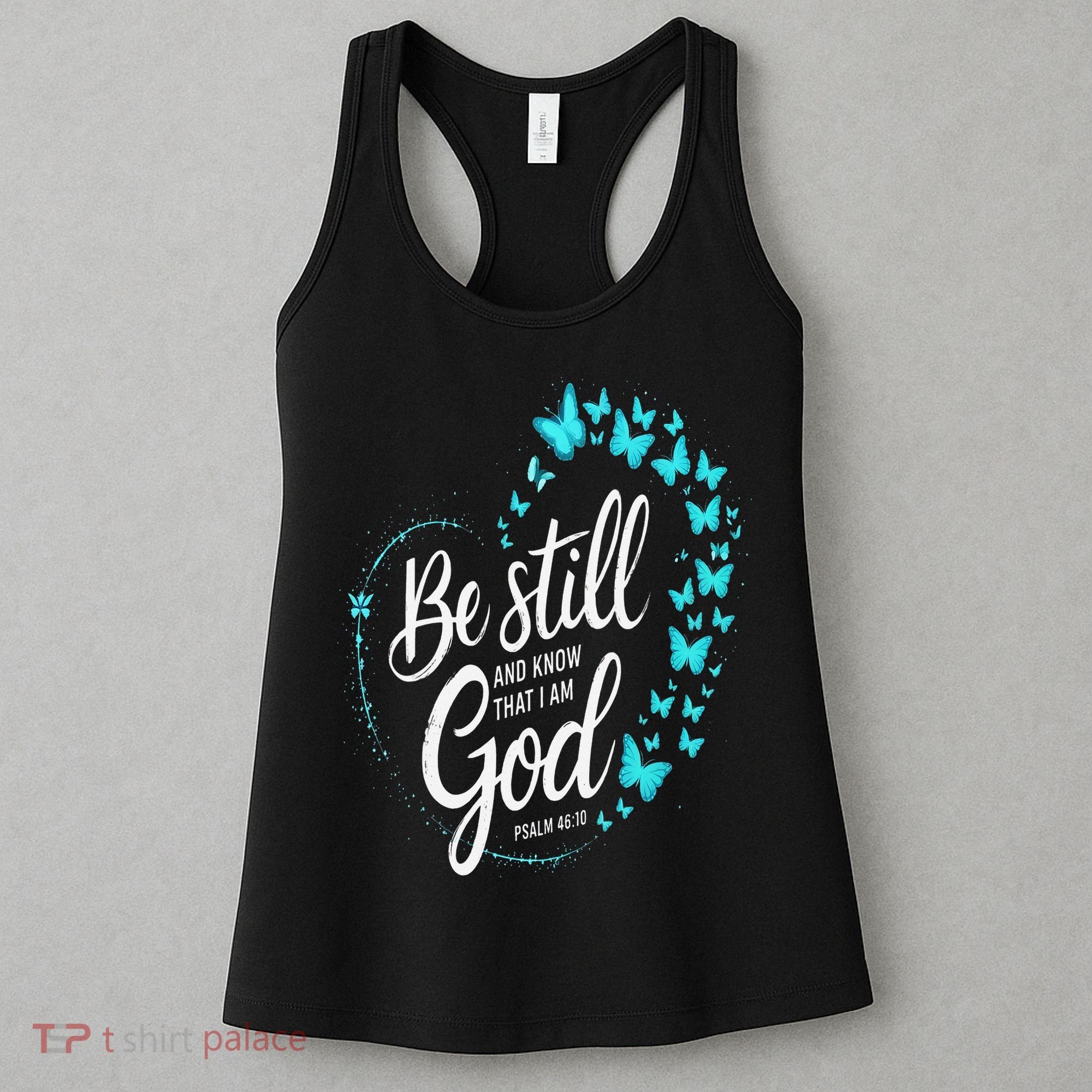 Be Still God Butterfly Heart Christian Apparel Women's Tank Top