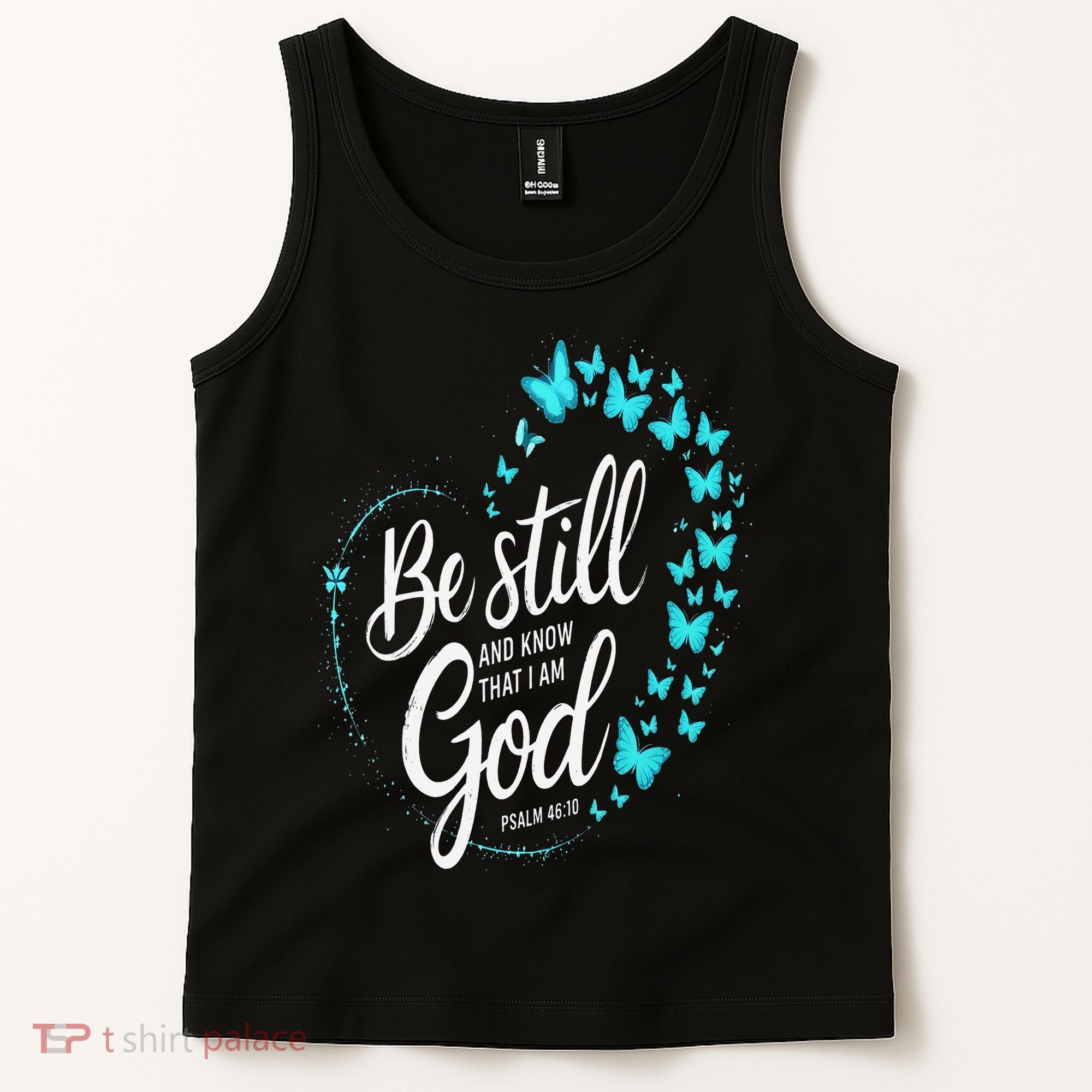 Be Still God Butterfly Heart Christian Apparel Tank Top
