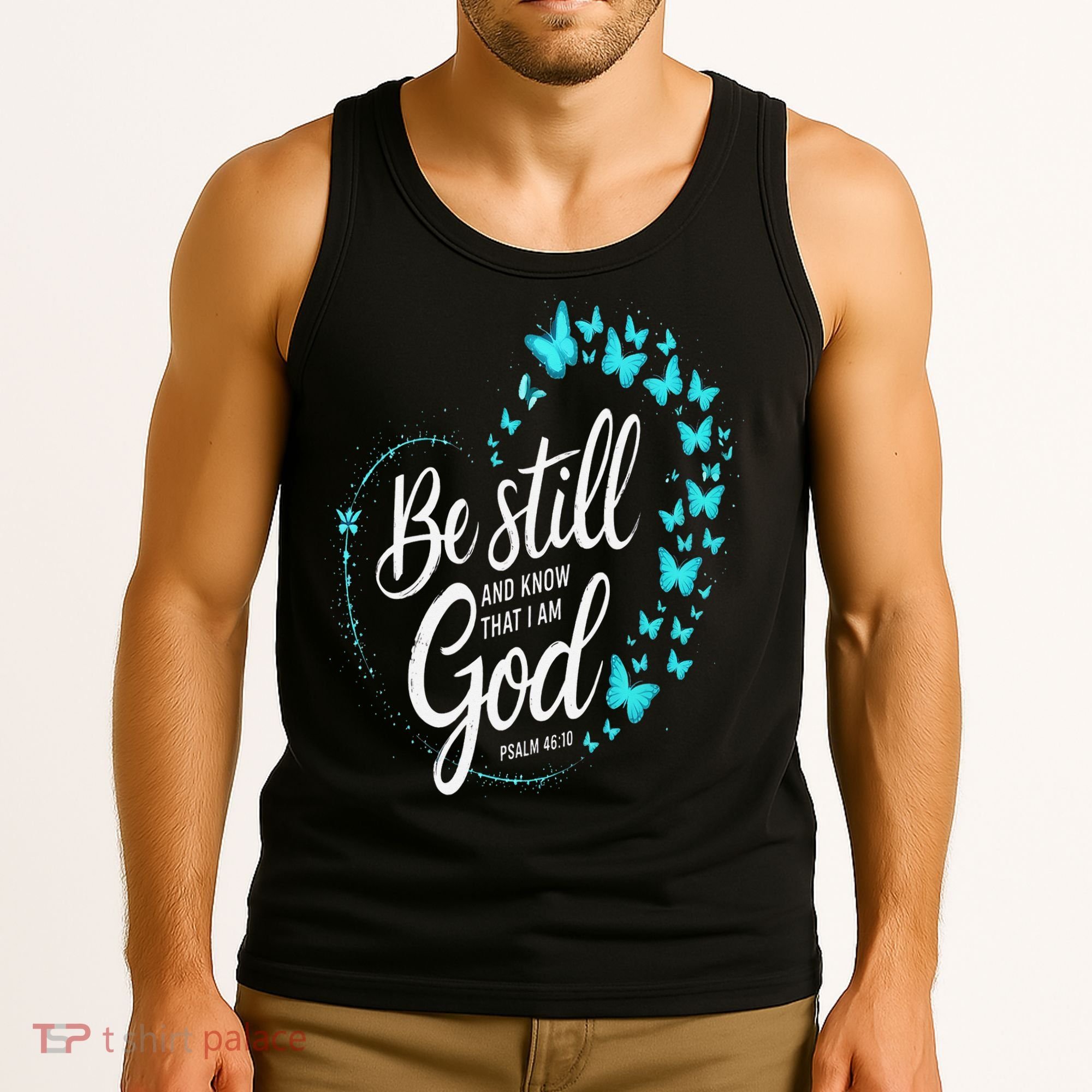 Be Still God Butterfly Heart Christian Apparel Tank Top
