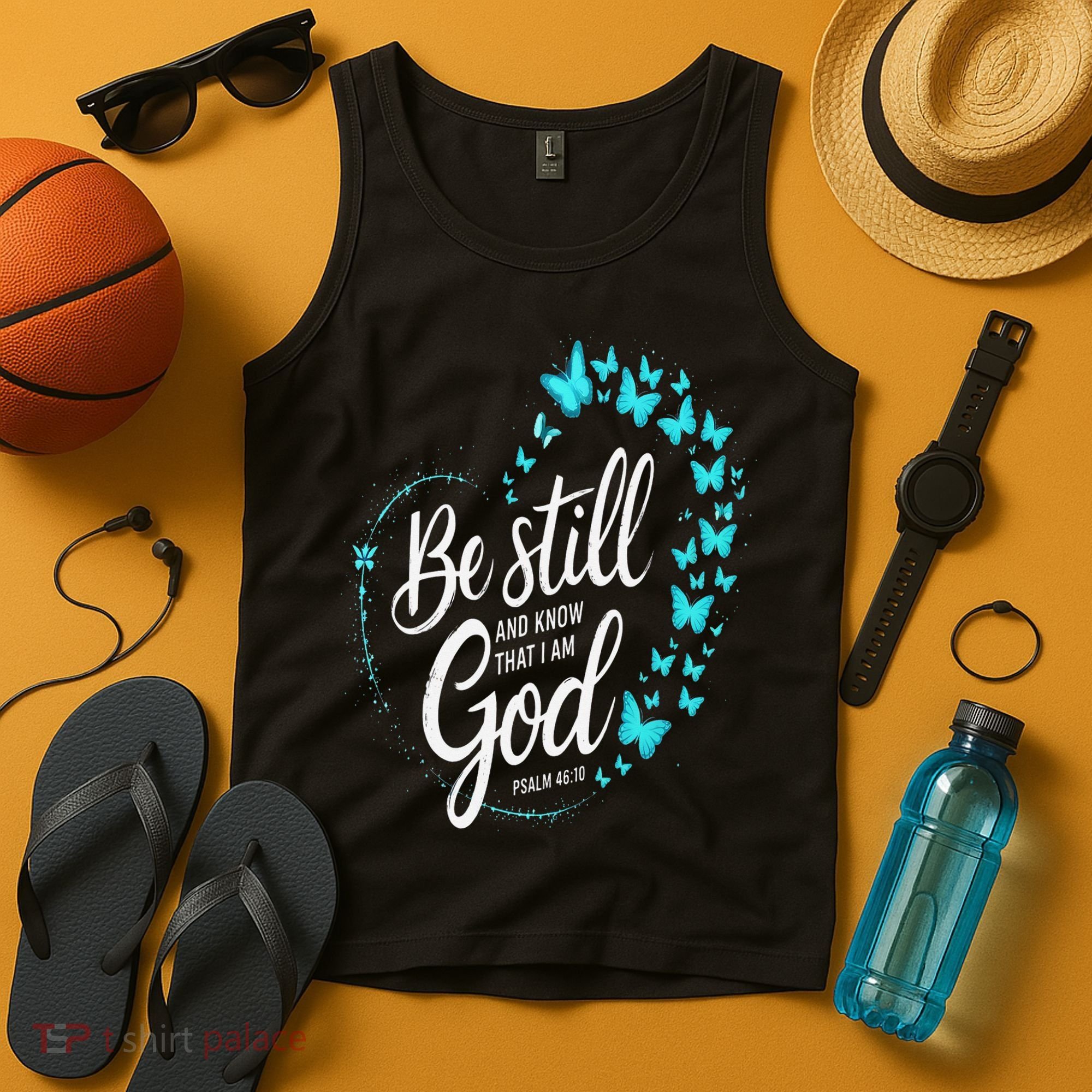 Be Still God Butterfly Heart Christian Apparel Tank Top