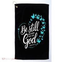 Be Still God Butterfly Heart Christian Apparel Golf Towel thumb 0
