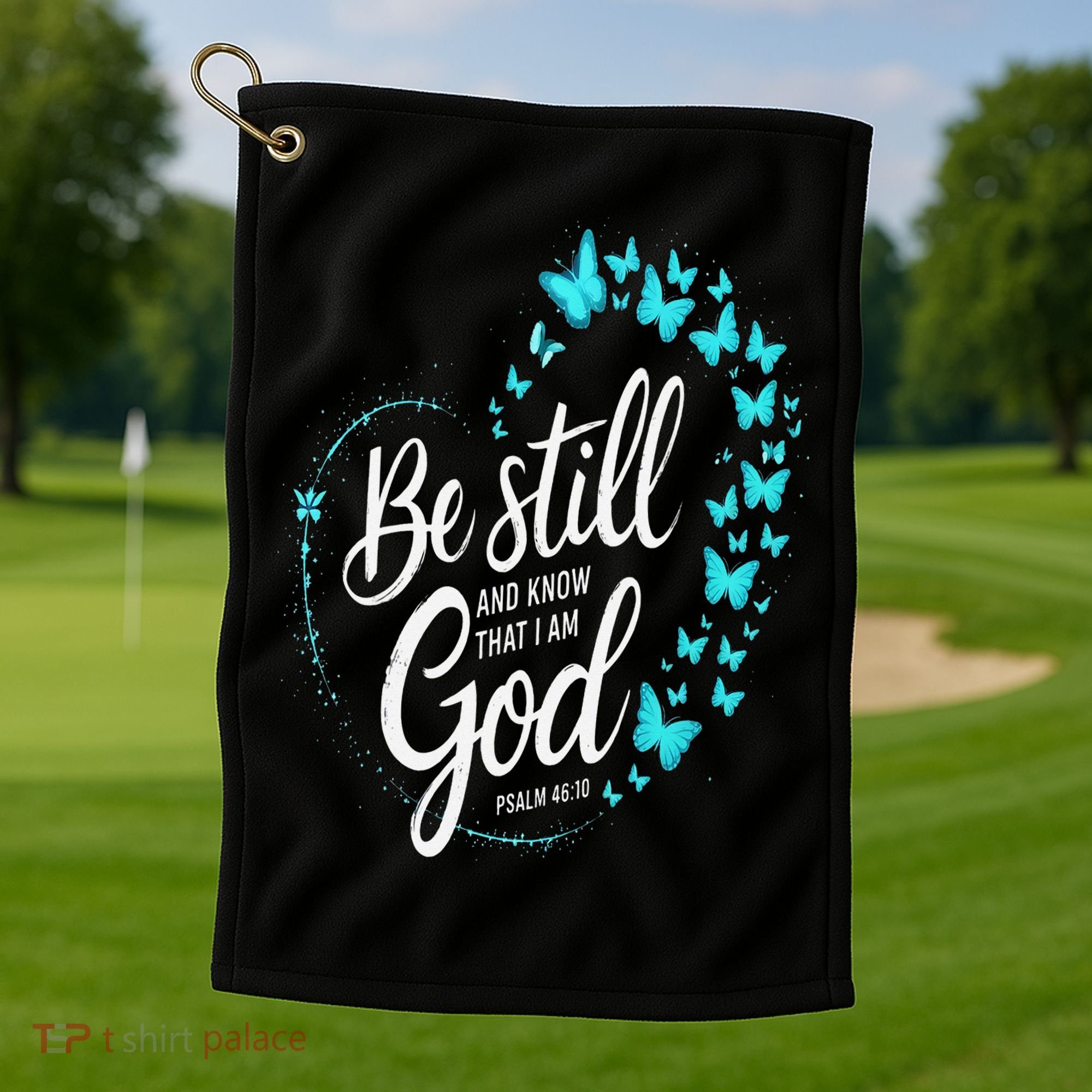 Be Still God Butterfly Heart Christian Apparel Golf Towel