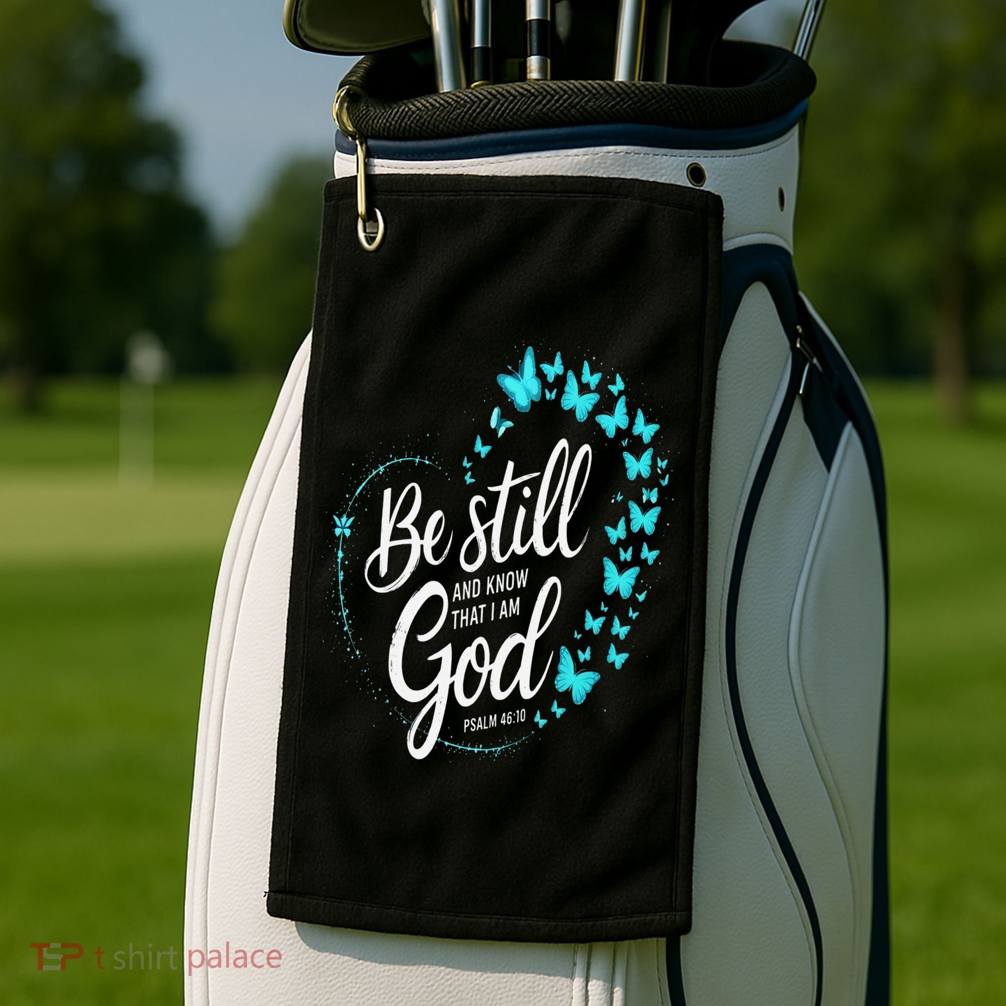 Be Still God Butterfly Heart Christian Apparel Golf Towel